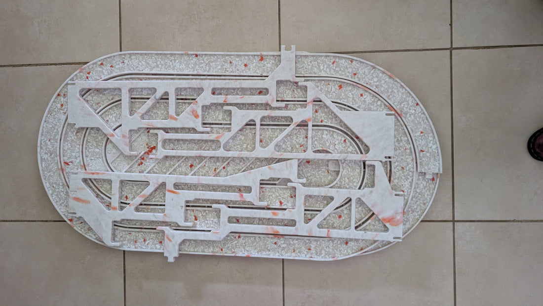 Las 6 piezas de Tranque apiladas, planas
